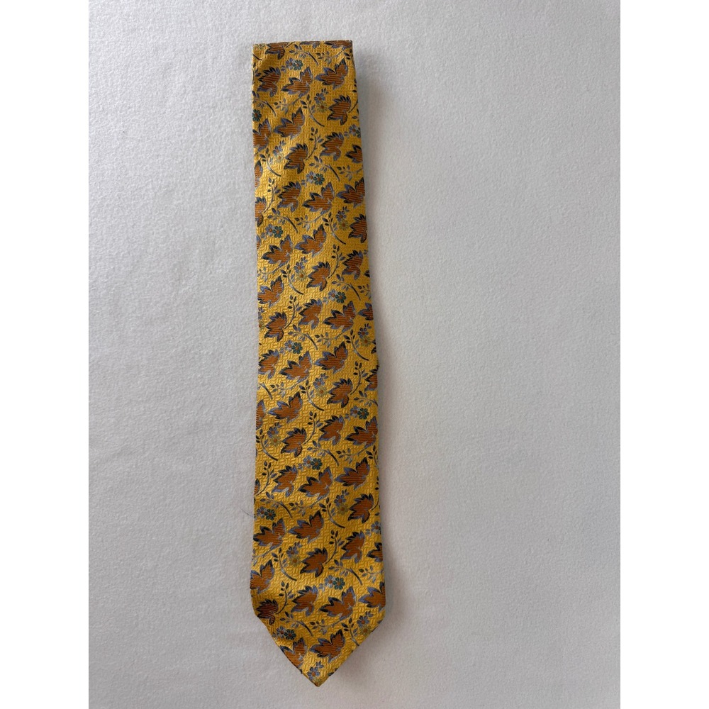 XMI Platinum Men's Gold Floral Jacquard Necktie Old Money Preppy Dress Tie